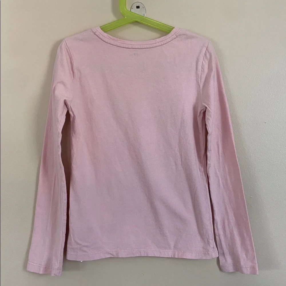 GAP Girls Pink Penguin Graphic Long Sleeve Tee Shirt Size 8 Cute Animal Top